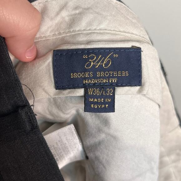Brooks Brothers 346 Dark Gray Wool Madison Fit Old Money Roll Up Pants 36x32 - Picture 2 of 7